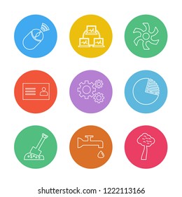 Set of 9 icons, for web, internet, mobile apps, interface design: business, finance, shopping, communication, fitness, computer, media, transportation, travel, easter, christmas, summer, device