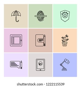 Set of 9 icons, for web, internet, mobile apps, interface design: business, finance, shopping, communication, fitness, computer, media, transportation, travel, easter, christmas, summer, device