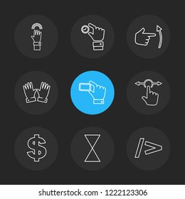 Set of 9 icons, for web, internet, mobile apps, interface design: business, finance, shopping, communication, fitness, computer, media, transportation, travel, easter, christmas, summer, device