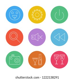 Set of 9 icons, for web, internet, mobile apps, interface design: business, finance, shopping, communication, fitness, computer, media, transportation, travel, easter, christmas, summer, device