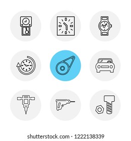Set of 9 icons, for web, internet, mobile apps, interface design: business, finance, shopping, communication, fitness, computer, media, transportation, travel, easter, christmas, summer, device