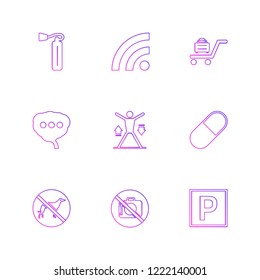 Set of 9 icons, for web, internet, mobile apps, interface design: business, finance, shopping, communication, fitness, computer, media, transportation, travel, easter, christmas, summer, device