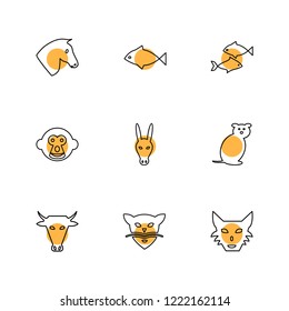 Set of 9 icons, for web, internet, mobile apps, interface design: business, finance, shopping, communication, fitness, computer, media, transportation, travel, easter, christmas, summer, device