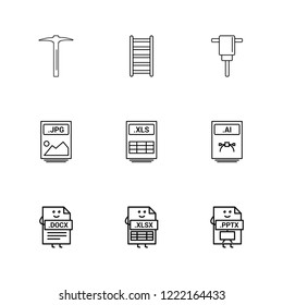 Set of 9 icons, for web, internet, mobile apps, interface design: business, finance, shopping, communication, fitness, computer, media, transportation, travel, easter, christmas, summer, device