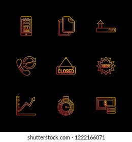 Set of 9 icons, for web, internet, mobile apps, interface design: business, finance, shopping, communication, fitness, computer, media, transportation, travel, easter, christmas, summer, device