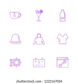 Set of 9 icons, for web, internet, mobile apps, interface design: business, finance, shopping, communication, fitness, computer, media, transportation, travel, easter, christmas, summer, device