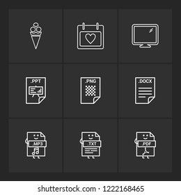 Set of 9 icons, for web, internet, mobile apps, interface design: business, finance, shopping, communication, fitness, computer, media, transportation, travel, easter, christmas, summer, device
