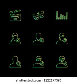 Set of 9 icons, for web, internet, mobile apps, interface design: business, finance, shopping, communication, fitness, computer, media, transportation, travel, easter, christmas, summer, device