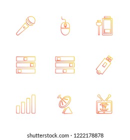 Set of 9 icons, for web, internet, mobile apps, interface design: business, finance, shopping, communication, fitness, computer, media, transportation, travel, easter, christmas, summer, device