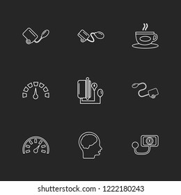 Set of 9 icons, for web, internet, mobile apps, interface design: business, finance, shopping, communication, fitness, computer, media, transportation, travel, easter, christmas, summer, device