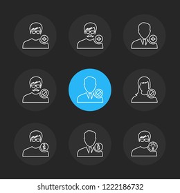 Set of 9 icons, for web, internet, mobile apps, interface design: business, finance, shopping, communication, fitness, computer, media, transportation, travel, easter, christmas, summer, device