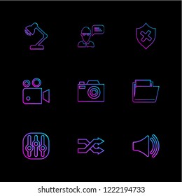 Set of 9 icons, for web, internet, mobile apps, interface design: business, finance, shopping, communication, fitness, computer, media, transportation, travel, easter, christmas, summer, device