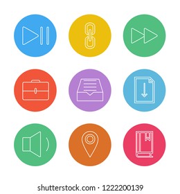 Set of 9 icons, for web, internet, mobile apps, interface design: business, finance, shopping, communication, fitness, computer, media, transportation, travel, easter, christmas, summer, device