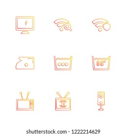 Set of 9 icons, for web, internet, mobile apps, interface design: business, finance, shopping, communication, fitness, computer, media, transportation, travel, easter, christmas, summer, device