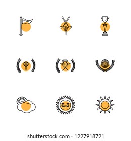 Set of 9 icons, for web, internet, mobile apps, interface design: business, finance, shopping, communication, fitness, computer, media, transportation, travel, easter, christmas, summer, device