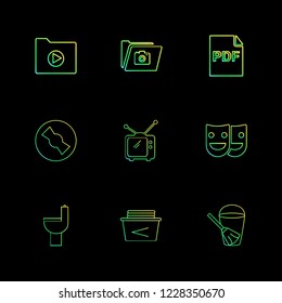 Set of 9 icons, for web, internet, mobile apps, interface design: business, finance, shopping, communication, fitness, computer, media, transportation, travel, easter, christmas, summer, device
