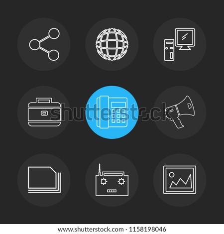 Set of 9 icons, for web, internet, mobile apps, interface design: business, finance, shopping, communication, fitness, computer, media, transportation, travel, easter, christmas, summer, device
