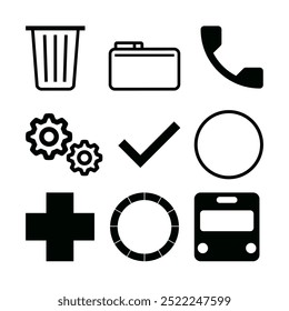 Set of 9 icons for web, office, healthcare, transport