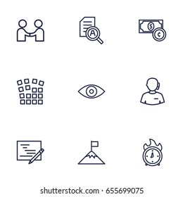 Set Of 9 Idea Outline Icons Set.Collection Of Eye, Planning, Success And Other Elements.