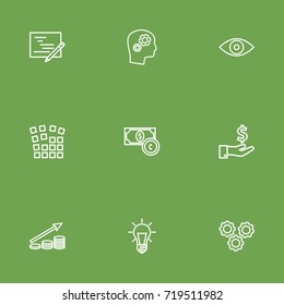 Set Of 9 Idea Outline Icons Set.Collection Of Money Saving, Idea, Planning And Other Elements.