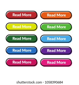 Set of 9 isolated web buttons with rounded corners, colorful and text Read More