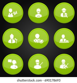Set Of 9 Job Icons Set.Collection Of Producer, Actor, Coder And Other Elements.