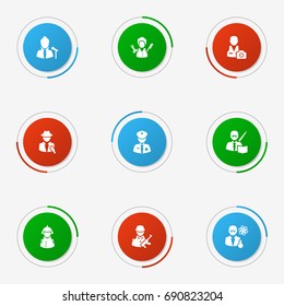 Set Of 9 Job Icons Set.Collection Of Scholarly, Leaner, Journalist And Other Elements.