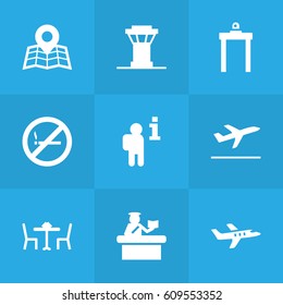 Set Of 9 Land Icons Set.Collection Of Tower, Rectifier, Forbidden And Other Elements.