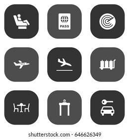 Set Of 9 Land Icons Set.Collection Of Vip, Carriage, Letdown And Other Elements.