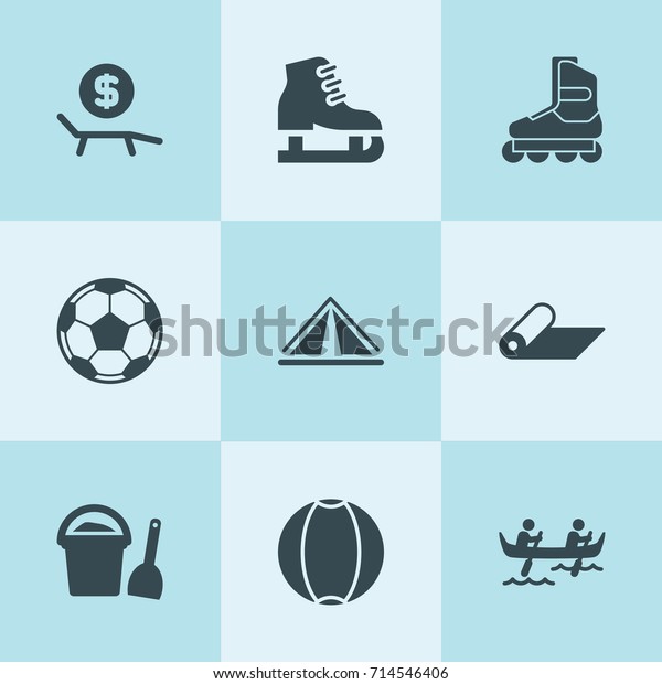 Set 9 Leisure Filled Icons Such Stock Vector Royalty Free 714546406