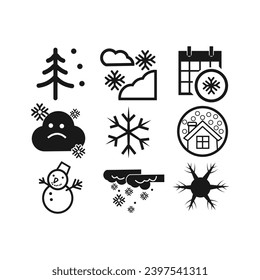 Set of 9 line icons related to sales and snow . Outline icon collection. Editable stroke. Vector illustration