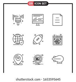 Set of 9 Line Style Icons for web and mobile. Outline Symbols for print. Line Icon Signs Isolated on White Background. 9 Icon Set.