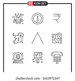 Set of 9 Line Style Icons for web and mobile. Outline Symbols for print. Line Icon Signs Isolated on White Background. 9 Icon Set.