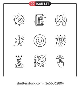 Set of 9 Line Style Icons for web and mobile. Outline Symbols for print. Line Icon Signs Isolated on White Background. 9 Icon Set.