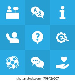 Set Of 9 Maintenance Icons Set.Collection Of Help, Care;, Talk And Other Elements.