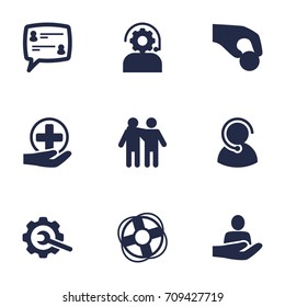 Set Of 9 Maintenance Icons Set.Collection Of Friendship, Safe Ring, Human And Other Elements.