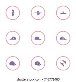 set of 9 man accessories such as watch, hanger and cap icon