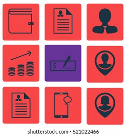 Set Of 9 Management Icons. Can Be Used For Web, Mobile, UI And Infographic Design. Includes Elements Such As Increase, Dollar, Wallet And More.