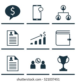 Set Of 9 Management Icons. Can Be Used For Web, Mobile, UI And Infographic Design. Includes Elements Such As Conference, Application, Growth And More.