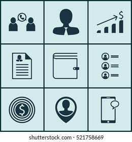 Set Of 9 Management Icons. Can Be Used For Web, Mobile, UI And Infographic Design. Includes Elements Such As Dollar, Success, Wallet And More.