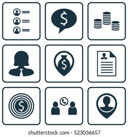 Set Of 9 Management Icons. Can Be Used For Web, Mobile, UI And Infographic Design. Includes Elements Such As Applicants, Employee, Job And More.