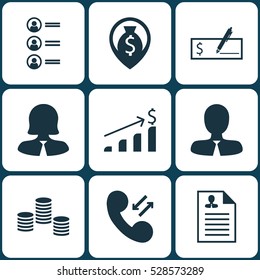 Set Of 9 Management Icons. Can Be Used For Web, Mobile, UI And Infographic Design. Includes Elements Such As Job Applicants, Money Navigation, Manager And More.