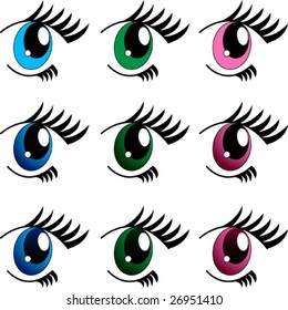 Set 9 Manga Eyes Stock Vector (Royalty Free) 26951410 | Shutterstock