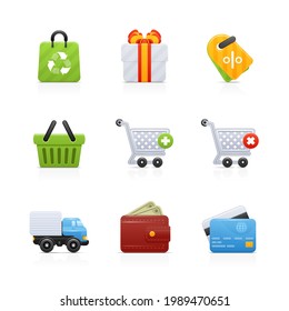 Set of 9 matte vector icons – Shopping.