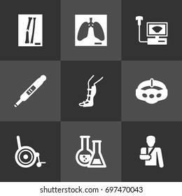 Set Of 9 Medical Icons Set.Collection Of Slimming, Sonogram, Handicapped Elements.