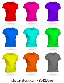 Set of 9 men T-shirt templates. Photo-realistic mesh design.