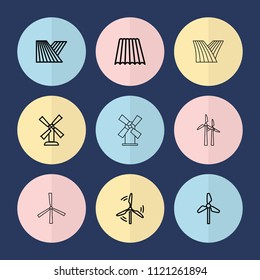 Set of 9 mill outline icons such as field