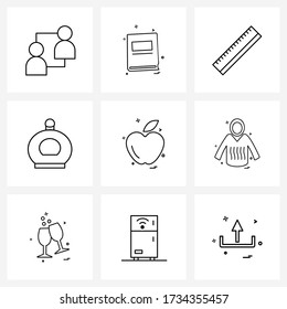 Set of 9 Modern Line Icons of fragrance; bottle; study; perfume; graphic Vector Illustration