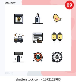Set of 9 Modern UI Icons Symbols Signs for website; touch; easter; finger; projector Editable Vector Design Elements