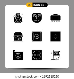 Set of 9 Modern UI Icons Symbols Signs for enlarge; product; tank; delete; webshop Editable Vector Design Elements